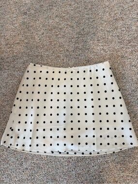 Cream Mini Skort with Black Polka Dots